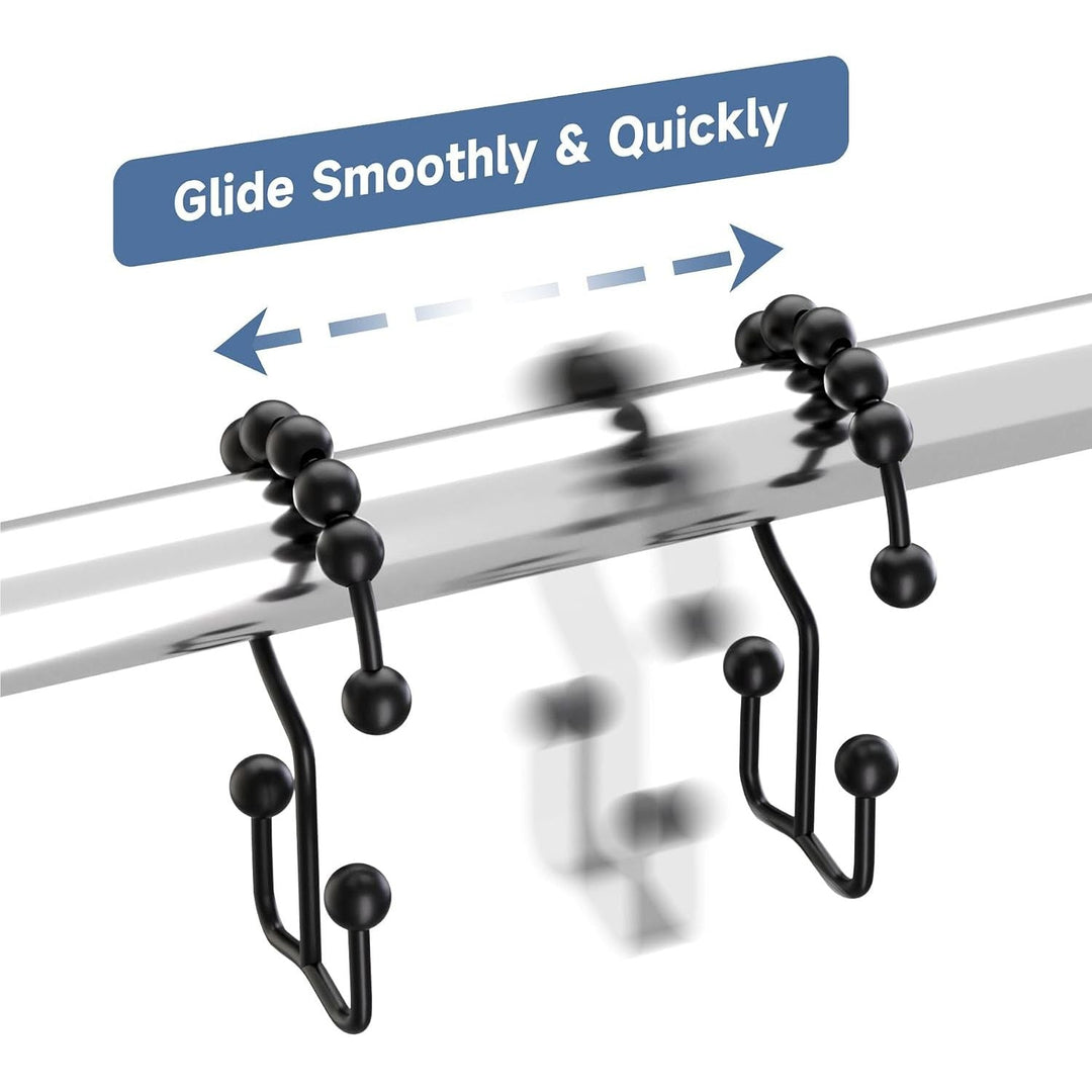 12 Matte Black Double-Glide Shower Curtain Hooks - Just Closeouts Canada Inc.X003XYIPZD
