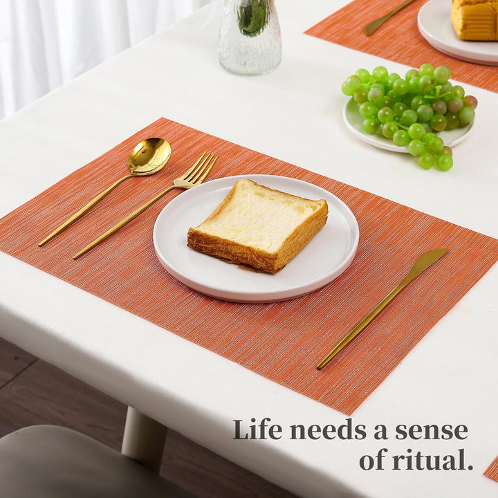 12 Orange Woven PVC Dining Placemats, 44.7 × 30 cm - Just Closeouts Canada Inc.