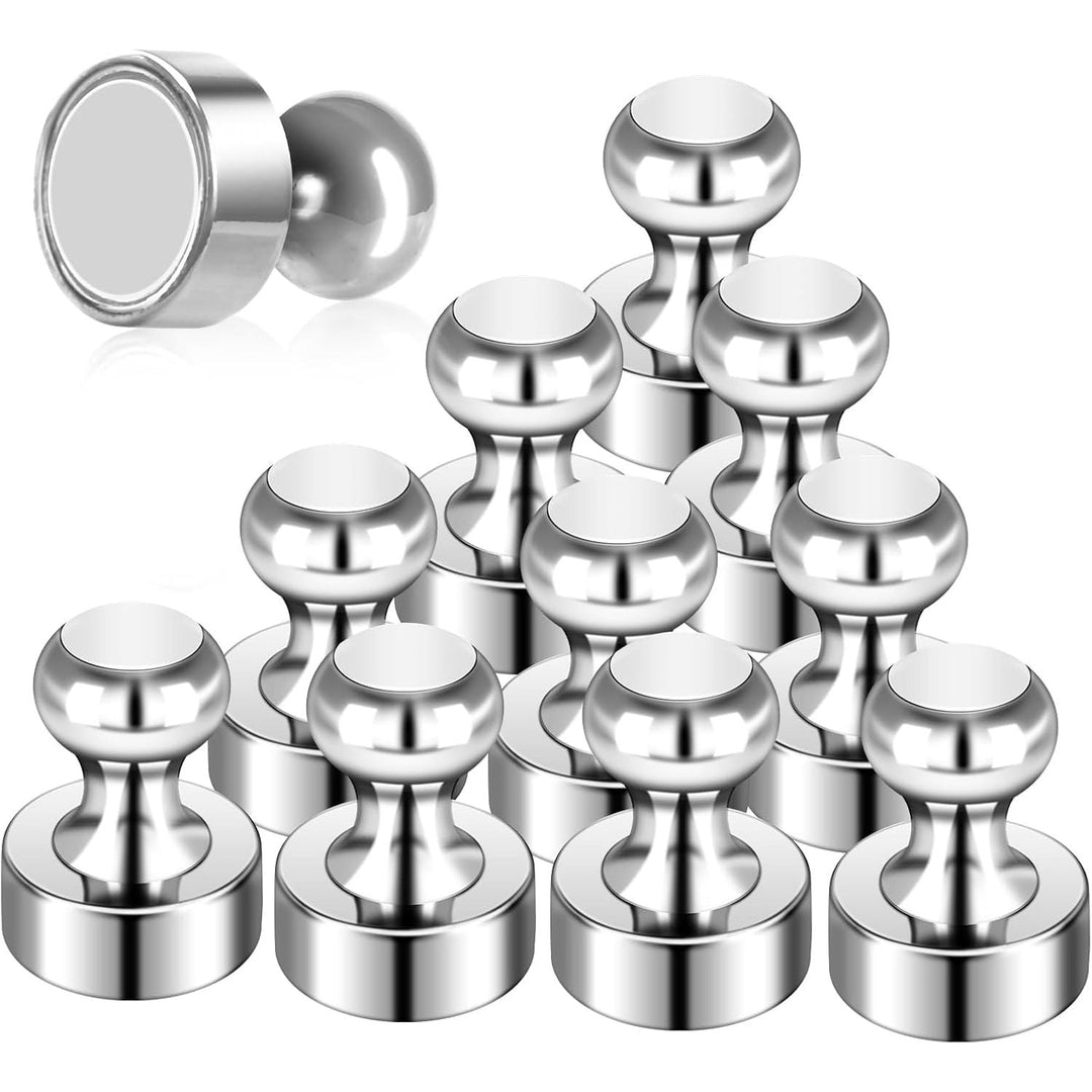 12 Pack Fridge Magnets for Whiteboard Strong Refrigerator Magnets for Adult Small Push Pin Magnets for White Board Refrigerator Map Classroom Office Teacher Silver - Just Closeouts Canada Inc.