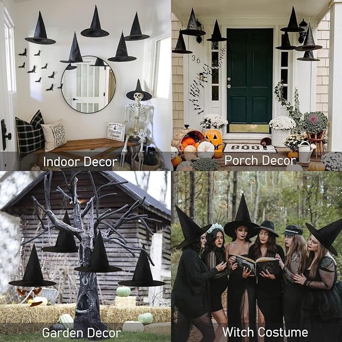 12 Pack Halloween Witch Hats Witch Costume Accessories for Halloween Party Decoration and Carnivals Hats Black - Just Closeouts Canada Inc.