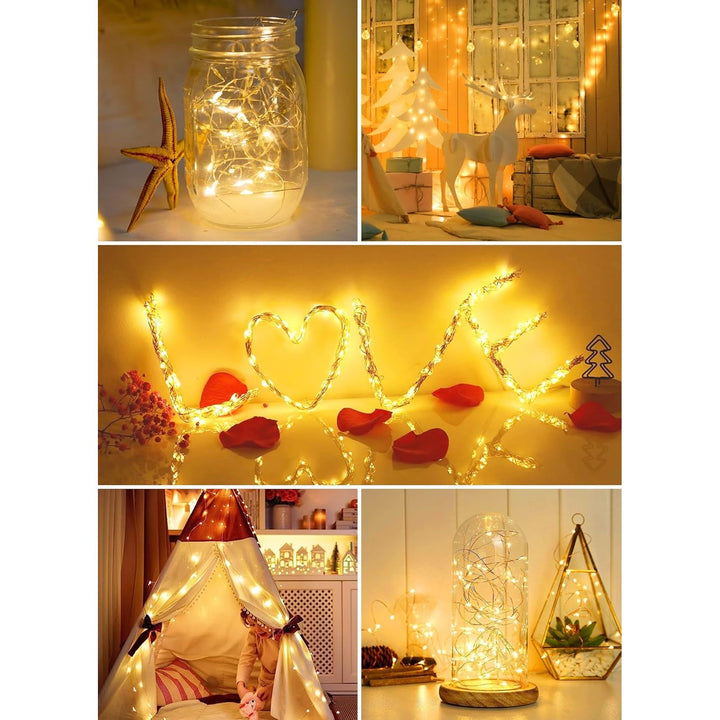 12 Pack LED Fairy Lights Battery Operated String Lights - 7 ft 20 LED Firefly Silver Wire Lights - Just Closeouts Canada Inc.