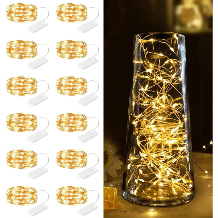 12 Pack LED Fairy Lights Battery Operated String Lights - 7 ft 20 LED Firefly Silver Wire Lights - Just Closeouts Canada Inc.