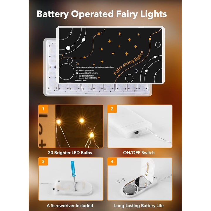 12 Pack LED Fairy Lights Battery Operated String Lights - 7 ft 20 LED Firefly Silver Wire Lights - Just Closeouts Canada Inc.
