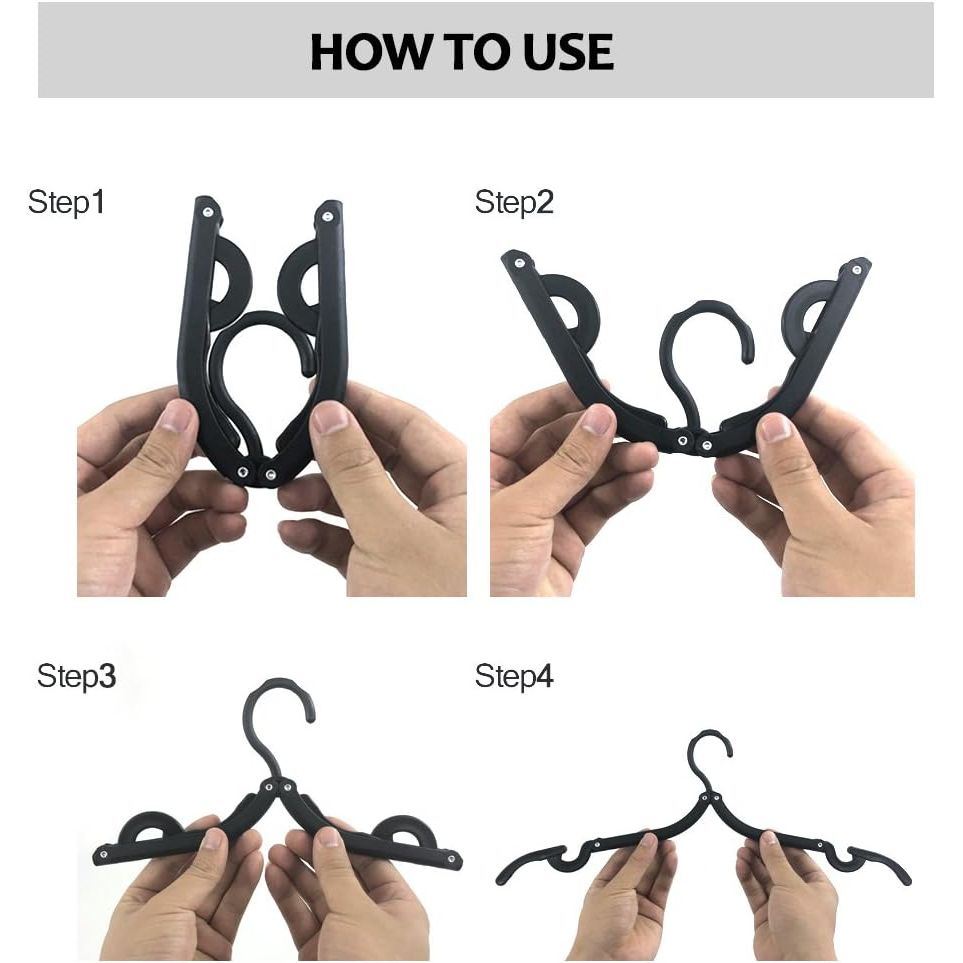 12 PCS Travel Hangers - Cruise Ship Essentials Portable Folding Clothes Hangers Travel Essentials Foldable Clothes Drying Rack for Travel (Black) - Just Closeouts Canada Inc.