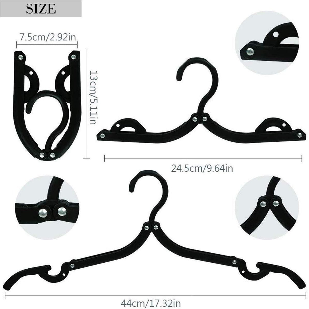 12 PCS Travel Hangers - Cruise Ship Essentials Portable Folding Clothes Hangers Travel Essentials Foldable Clothes Drying Rack for Travel (Black) - Just Closeouts Canada Inc.