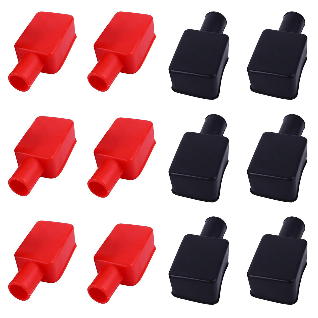 12-Piece Red and Black Battery Terminal Cover Set - Just Closeouts Canada Inc.