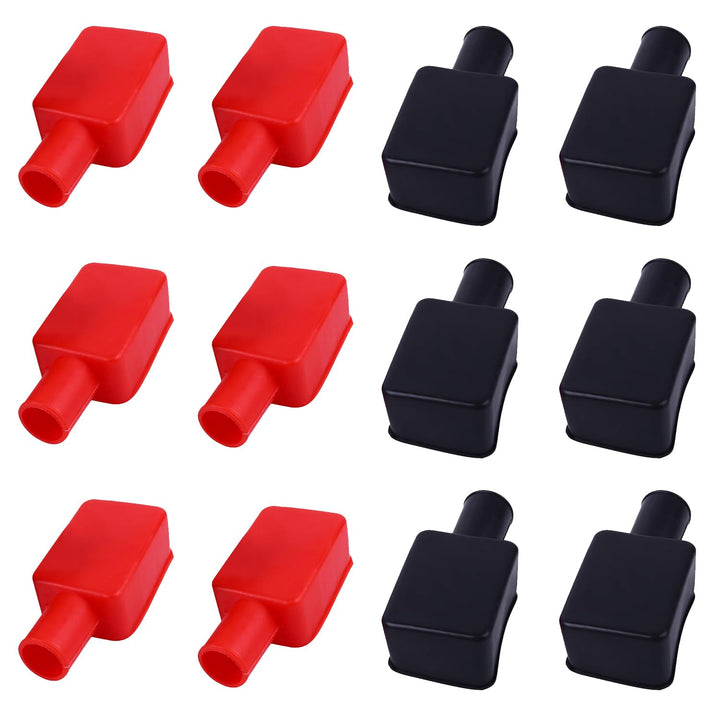 12-Piece Red and Black Battery Terminal Cover Set - Just Closeouts Canada Inc.