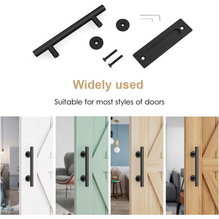 12" Sliding Barn Door Handles: Black Hardware with Flush Finger Pull, Large Rustic, Pull and Flush Barn Door Hardware Handle Set, Suitable for Gate Garages Cabinet - 2PCS - Just Closeouts Canada Inc.