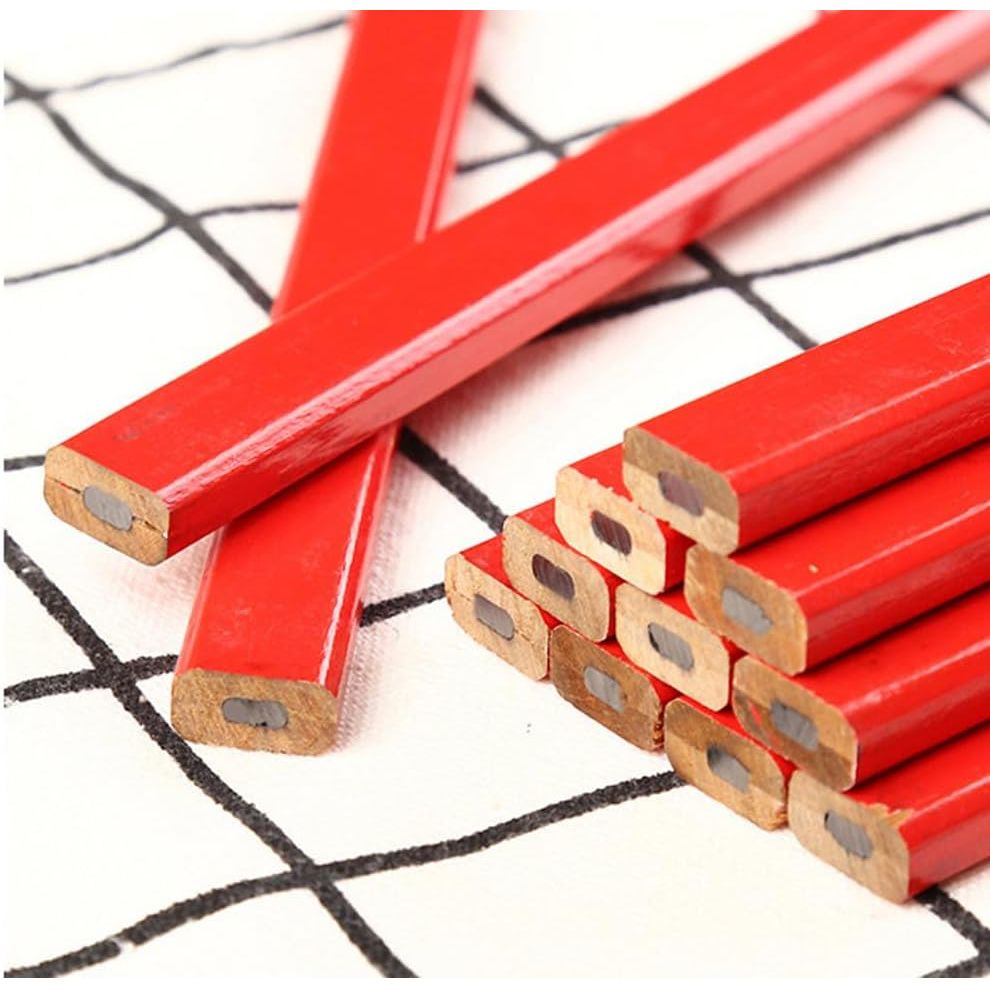 120 Pcs Bulk Octagonal Carpenter Pencils, Medium Red Hard Natural Wood Cased Pencils, Marking Lead Pencil Fine Set For Carpenters And Builders Pencil - Just Closeouts Canada Inc.
