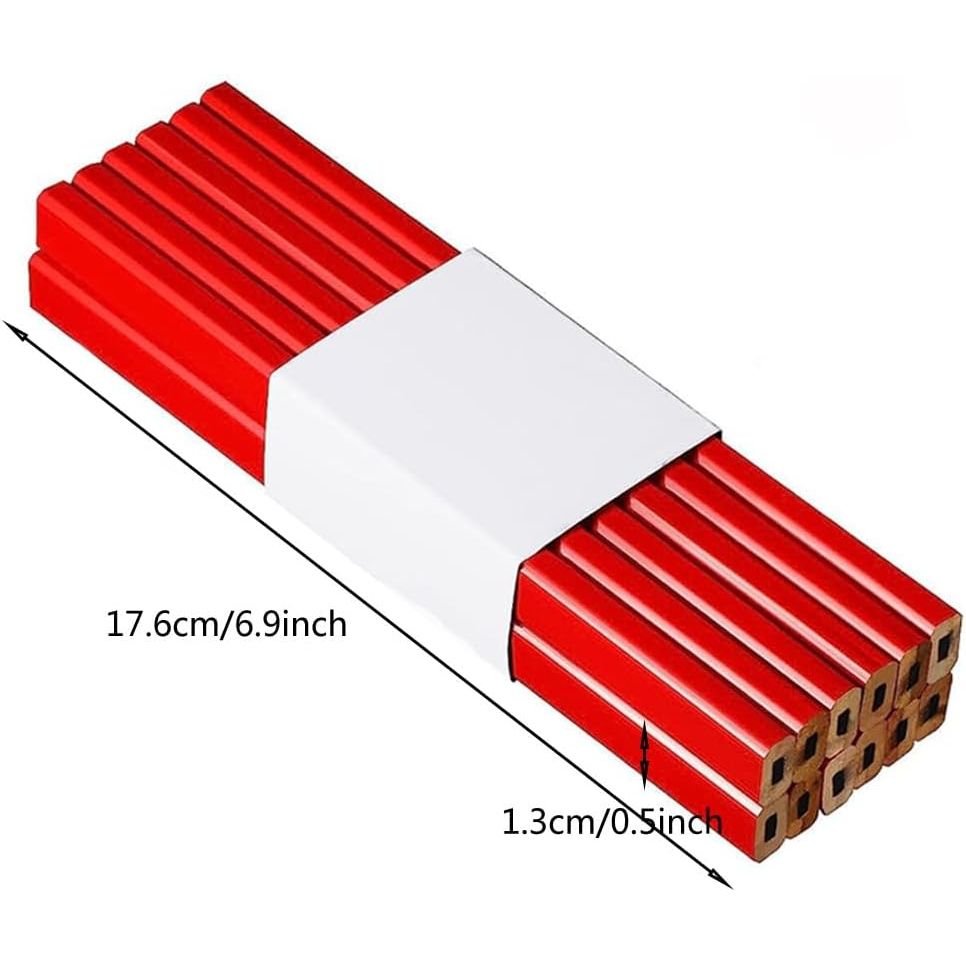 120 Pcs Bulk Octagonal Carpenter Pencils, Medium Red Hard Natural Wood Cased Pencils, Marking Lead Pencil Fine Set For Carpenters And Builders Pencil - Just Closeouts Canada Inc.