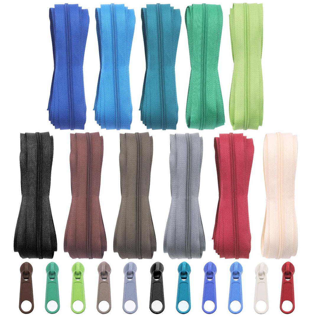 121-Piece Nylon Coil Zipper Set, 11 Colors, 33 Yards - Just Closeouts Canada Inc.X003TG37BR