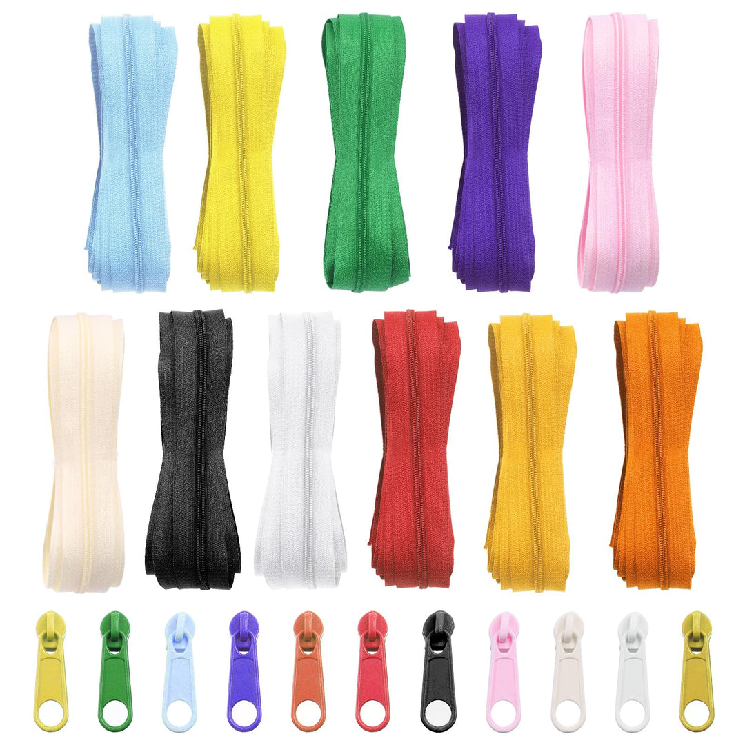 121-Piece Nylon Coil Zipper Set, 11 Colors, 33 Yards - Just Closeouts Canada Inc.X003TGAQP7