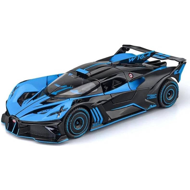 1:24 Bugatti Flying Fire Meteor Super - Running Alloy Car Model Simulation Sound and Light Pull - Back Toy Car Boy Collection Decoration Gift (Blue) - Just Closeouts Canada Inc.