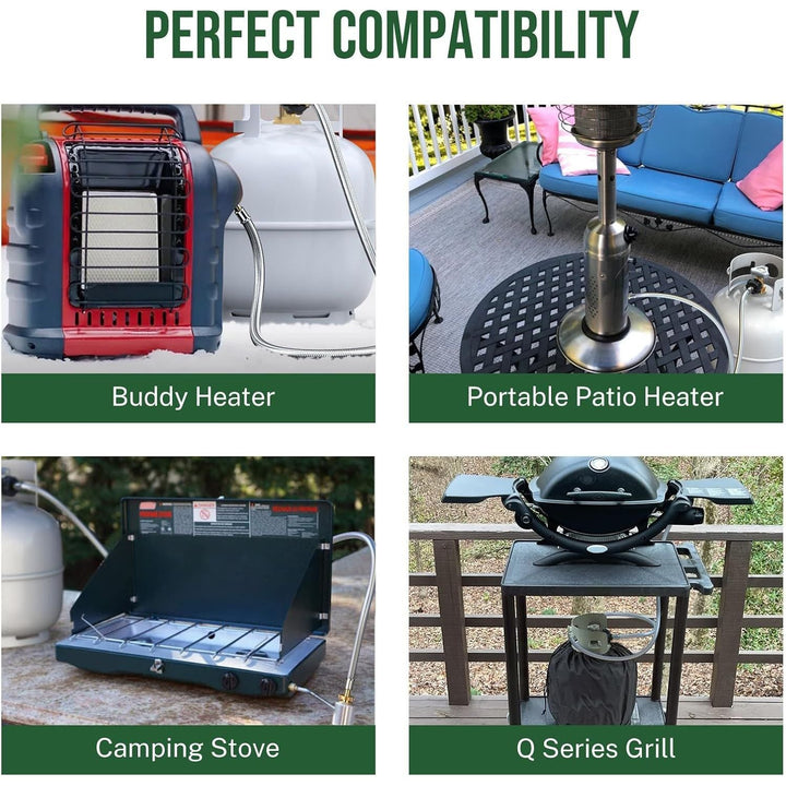 12ft Hose Adapter for Buddy Heater, Q Series Travel Grill/17&22” Griddle/Camping Stove - Just Closeouts Canada Inc.X003IHQ1ZV