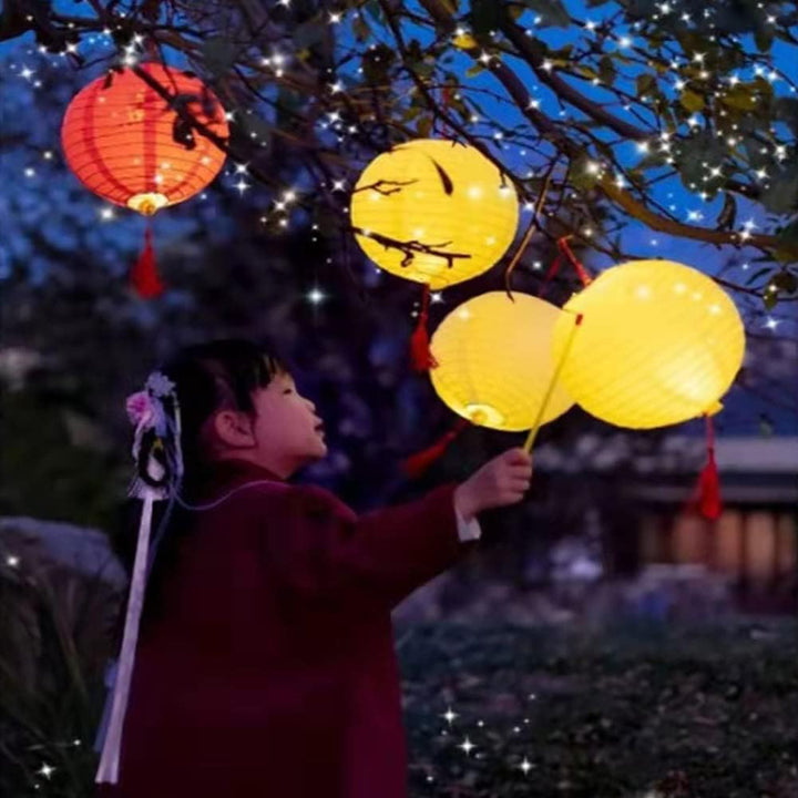 12Pcs Chinese Paper Lanterns with LED Lights Hollow Out Hanging Asia Japanese Paper Lamps with Tassel and Walking Stick, 8 in Lanterns for Chinese New Year Lanterns Decorations(Round) - Just Closeouts Canada Inc.