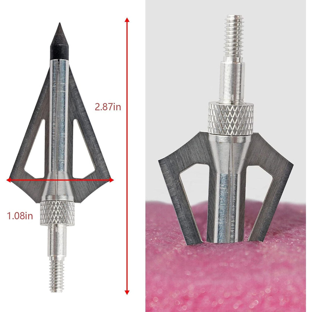 12PCS Hunting Crossbow Broadheads,100 Grain Arrow Tip with 3 Blades Stainless Steel Blades,Hunting Arrow Head for Compound Bow Crossbow Traditional Bow with a Storage Crossbow Case(Silver) - Just Closeouts Canada Inc.