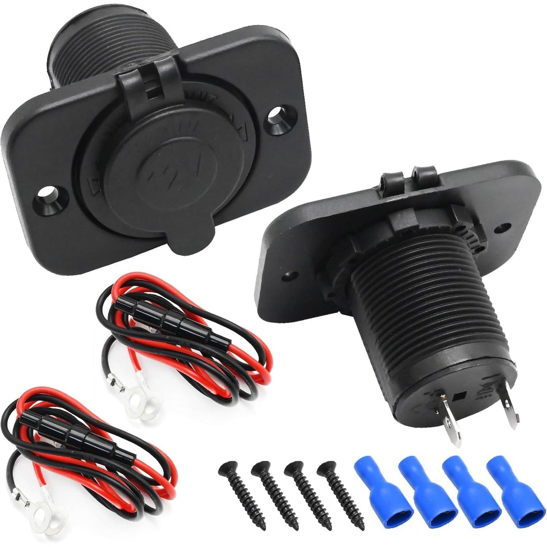 12V–24V Cigarette Lighter Socket Kit – 2 Pack with Fused Wires - Just Closeouts Canada Inc.