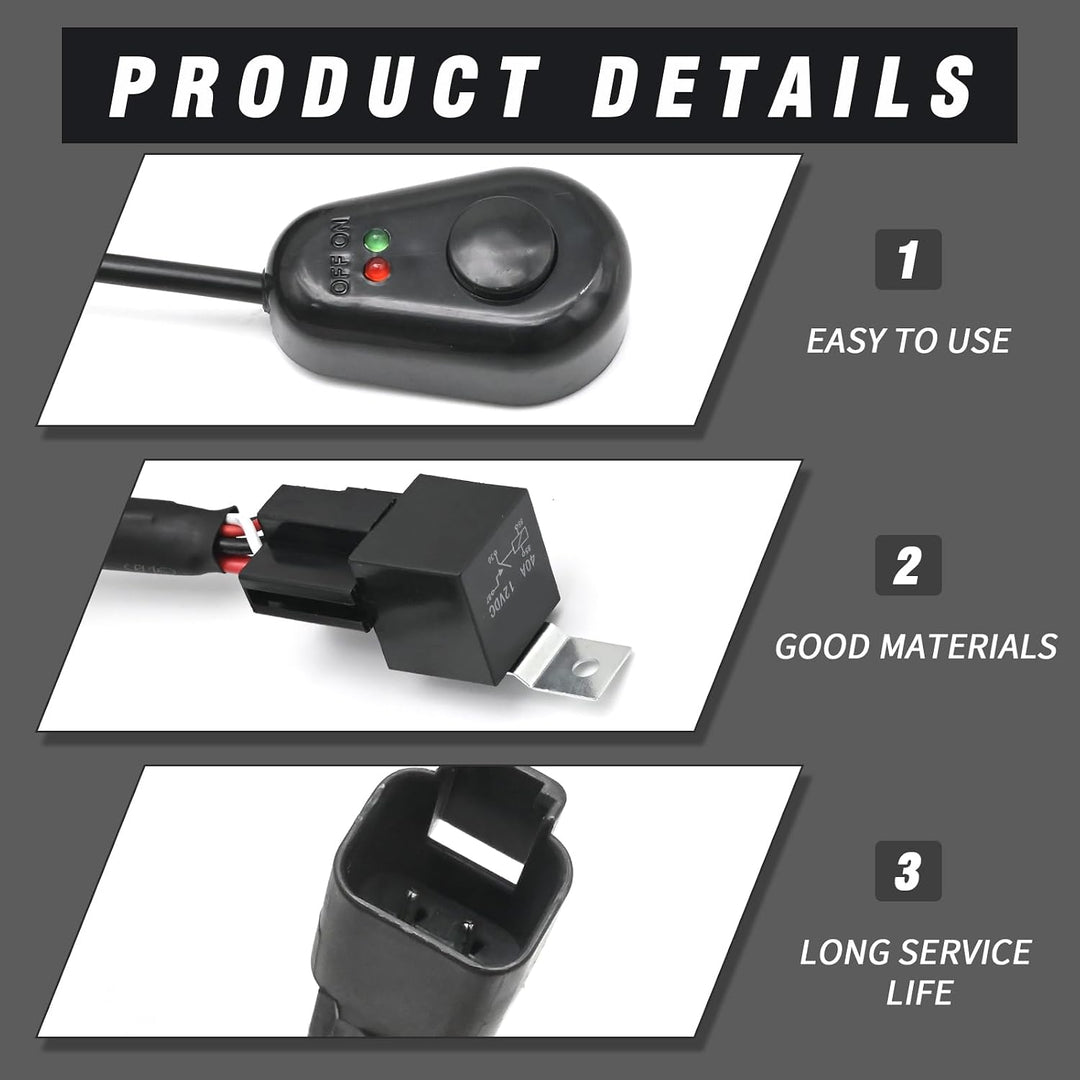 12V Light Bar Wiring Harness Kit – 18AWG, Relay and On/Off Switch - Just Closeouts Canada Inc.