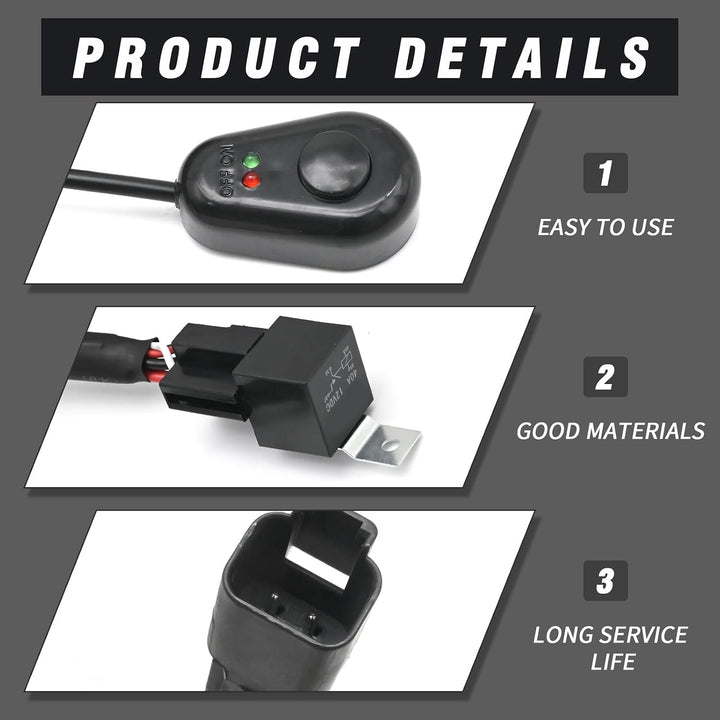 12V Light Bar Wiring Harness Kit – 18AWG, Relay and On/Off Switch - Just Closeouts Canada Inc.