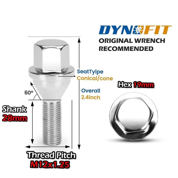 12x1.25 OEM/Stock Wheel Lug Bolts, 20pcs ET 28mm Shank 19mm Hex 2.45 inch Length Solid Chrome Studs Set for 2015 - 2022 Jeep Renegade, 2018 - 2022 Compass, 2014 - 2022 Cherokee and More - Just Closeouts Canada Inc.X0037C3A79