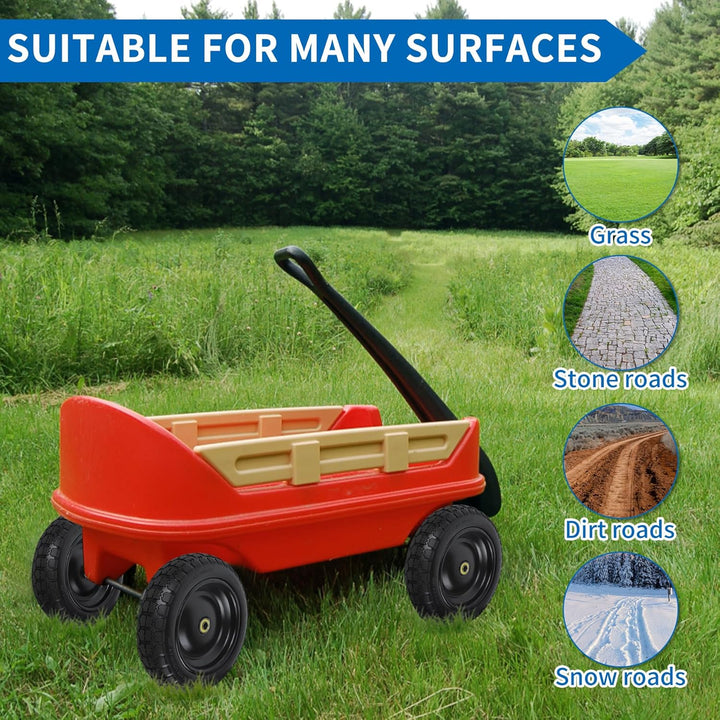 13 Inch Flat Free Wheels Cart Tires 4.00 - 6 Solid Replacement with Universal 5/8" Axle Bore Hole, Spacers and Pins, for Wheelbarrow, Garden Wagon, Hand Truck, Trolley, Lawn Mower?4 Pack - Just Closeouts Canada Inc.