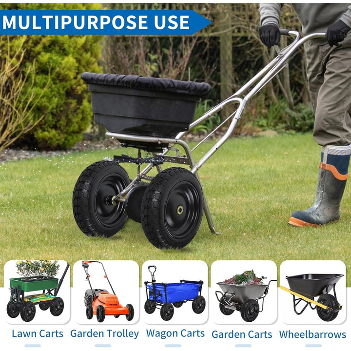 13 Inch Flat Free Wheels Cart Tires 4.00 - 6 Solid Replacement with Universal 5/8" Axle Bore Hole, Spacers and Pins, for Wheelbarrow, Garden Wagon, Hand Truck, Trolley, Lawn Mower?4 Pack - Just Closeouts Canada Inc.