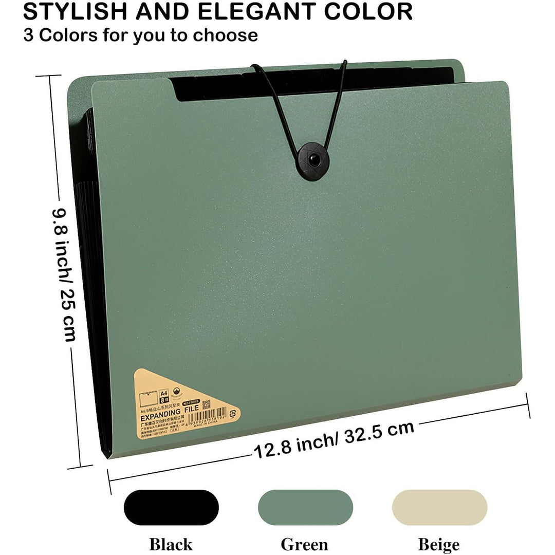 13-Pocket Expanding File Folder with 12 Labels, A4/Letter, Green - Just Closeouts Canada Inc.