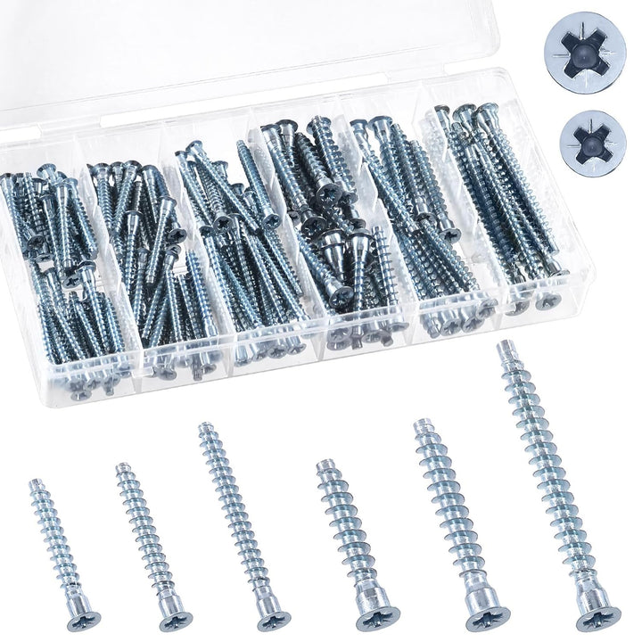 130-Piece Confirmat Furniture Screw Assortment, 6 Sizes - Just Closeouts Canada Inc.X004R2T243