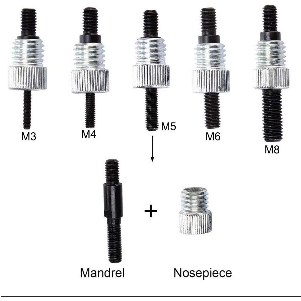 136pcs Rivet Nut Tool Kit Rivnut Tool Blind Nut Rivet Gun kit Wrench Threaded Insert Rivnut Nutsert M6/ M3/M4/M5/M8 Set for Furniture,Decration,Car,Trailer,Boat,and More - Just Closeouts Canada Inc.