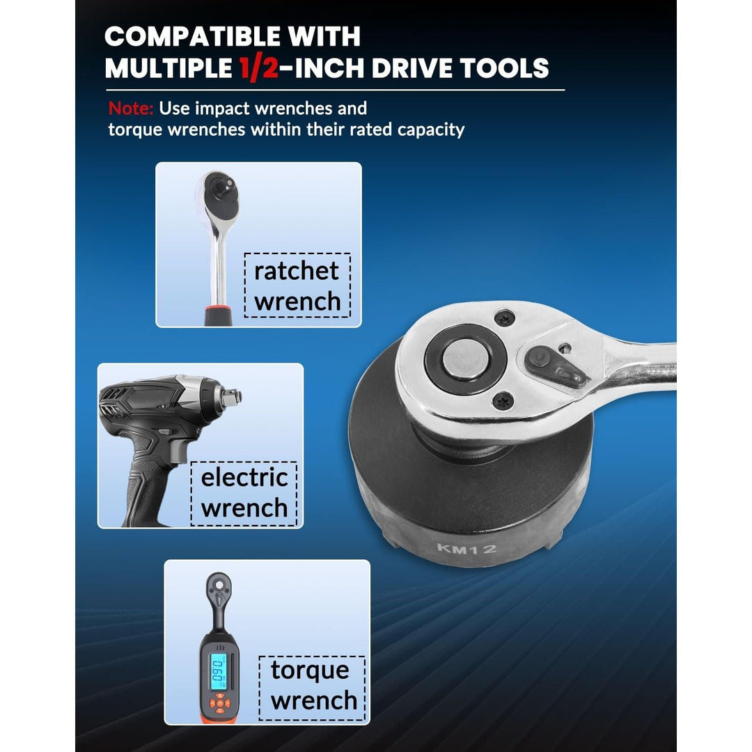 13pc Spindle Nuts Socket Kit Ball Joints Axle Locknut Remove Install Locking Hub Socket for KM Groove Nuts, 4 Teeth Exterior with 1/2'' 21.5mm 25mm 30mm 32.5mm 36mm 43mm 48.5mm 57mm 62.5mm 69mm 76mm - Just Closeouts Canada Inc.X0049F6VFB