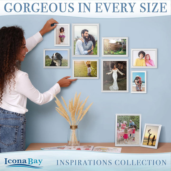 13x18 cm White Picture Frame - Beautifully Detailed Moulding - Contemporary Picture Frame - Wall Mount or Table Top - Inspirations Collection, 1PK - Just Closeouts Canada Inc.669002366189