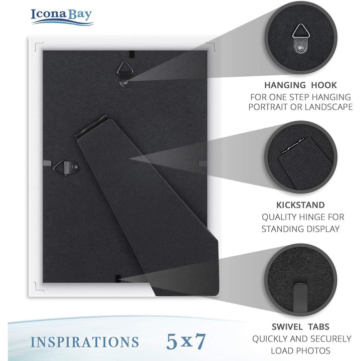 13x18 cm White Picture Frame - Beautifully Detailed Moulding - Contemporary Picture Frame - Wall Mount or Table Top - Inspirations Collection, 1PK - Just Closeouts Canada Inc.669002366189