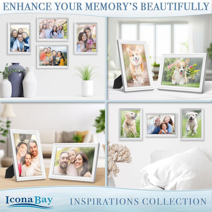 13x18 cm White Picture Frame - Beautifully Detailed Moulding - Contemporary Picture Frame - Wall Mount or Table Top - Inspirations Collection, 1PK - Just Closeouts Canada Inc.669002366189