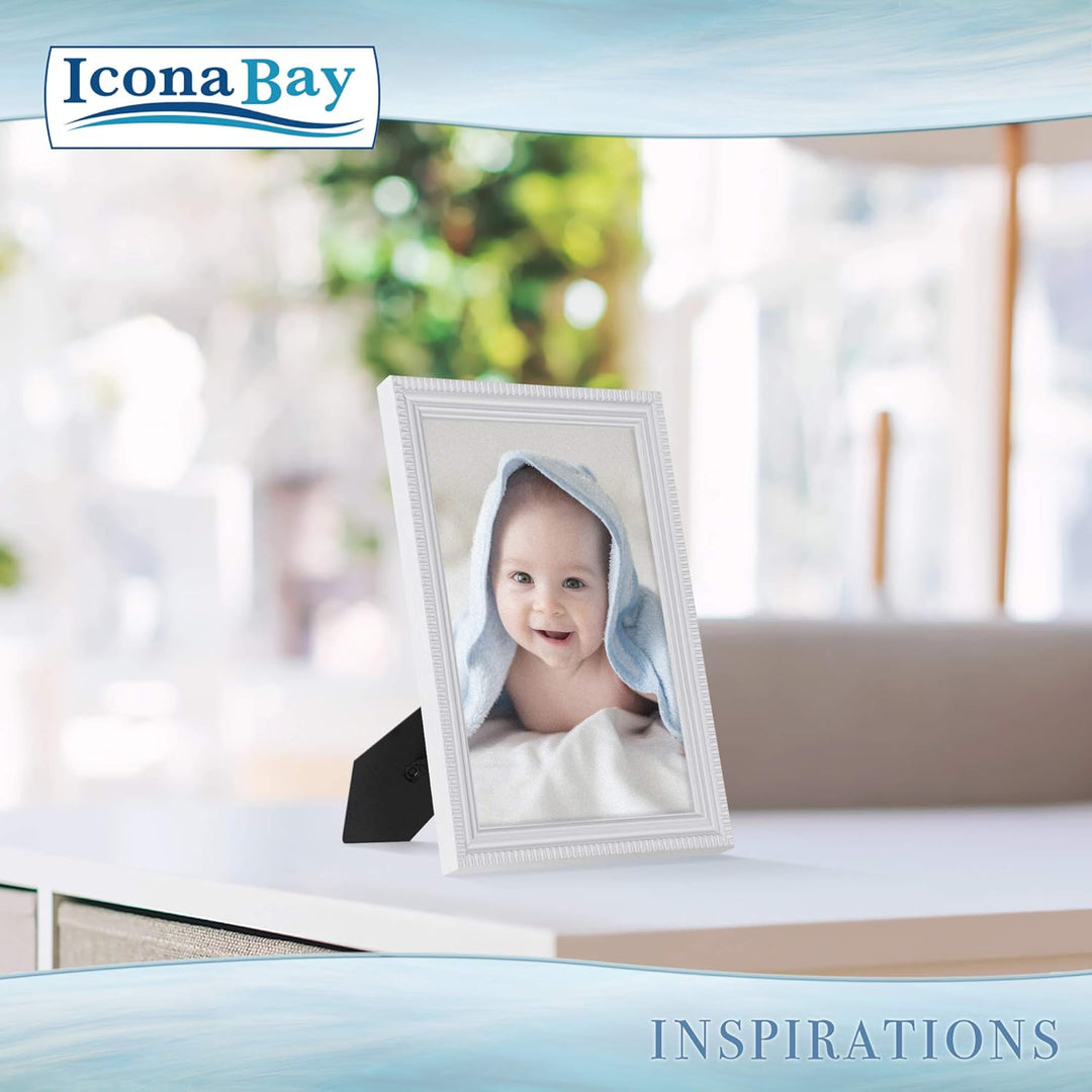 13x18 cm White Picture Frame - Beautifully Detailed Moulding - Contemporary Picture Frame - Wall Mount or Table Top - Inspirations Collection, 1PK - Just Closeouts Canada Inc.669002366189