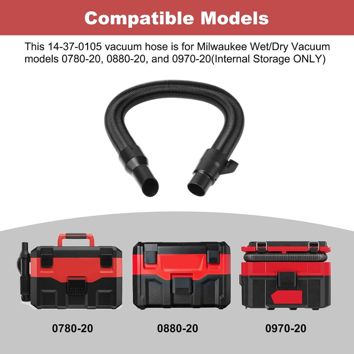 14-37-0105 Vacuum Hose Compatible with Milwaukee 18V/28V Wet/Dry Vacuum Cleaner 0780-20, 0880-20, 0970-20, Replacement Hose for Home and Garage Cleaning (Internal Storage) - Just Closeouts Canada Inc.X004L9TMNN