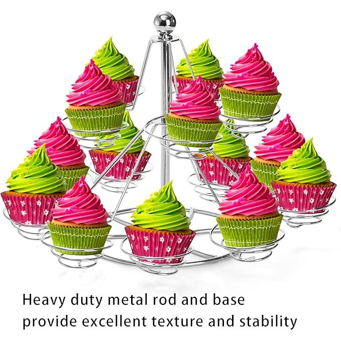 14 Cupcake Stand Holder, 2 Tier Metal Dessert Tower, Mini Cup Cake Display Stand for Wedding Birthday Party Baby Shower Dessert Table - Just Closeouts Canada Inc.X0045WCNRX