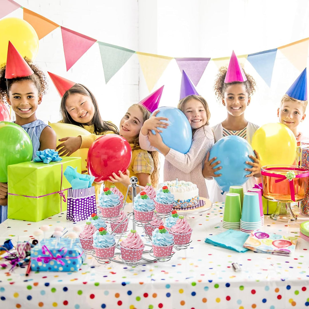 14 Cupcake Stand Holder, 2 Tier Metal Dessert Tower, Mini Cup Cake Display Stand for Wedding Birthday Party Baby Shower Dessert Table - Just Closeouts Canada Inc.X0045WCNRX