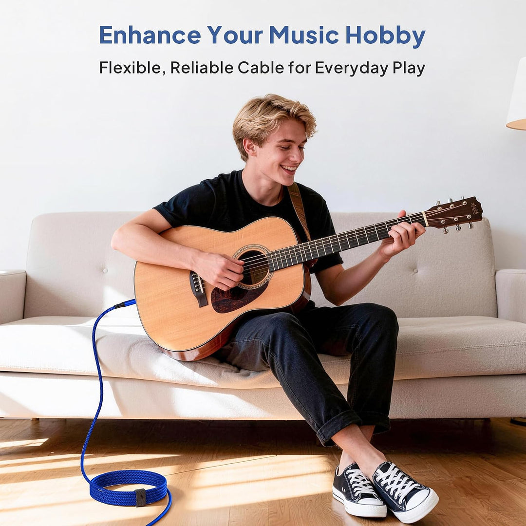 1/4 Inch TRS Instrument Cable 20ft 2-Pack,Straight 6.35mm Male Jack Stereo Audio Interconnect Cord,6.35 Balanced Line Compatible for Electric Guitar,Bass,Keyboard,Amplifier,Amp,Speaker - Just Closeouts Canada Inc.X003FFMDA3