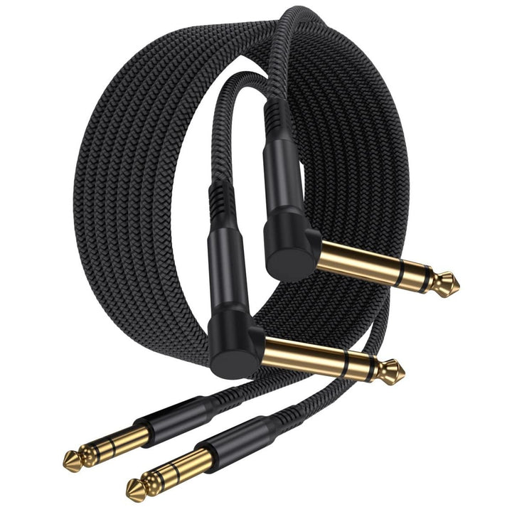1/4 Inch TRS Instrument Cable 3.3FT 2Pack,Right-Angle to Straight 6.35mm Male Jack Stereo Audio Cord,6.35 Balanced Interconnect Line for Electric Guitar,Bass,Keyboard,Mixer,Amplifier - Just Closeouts Canada Inc.X004KDRRQJ