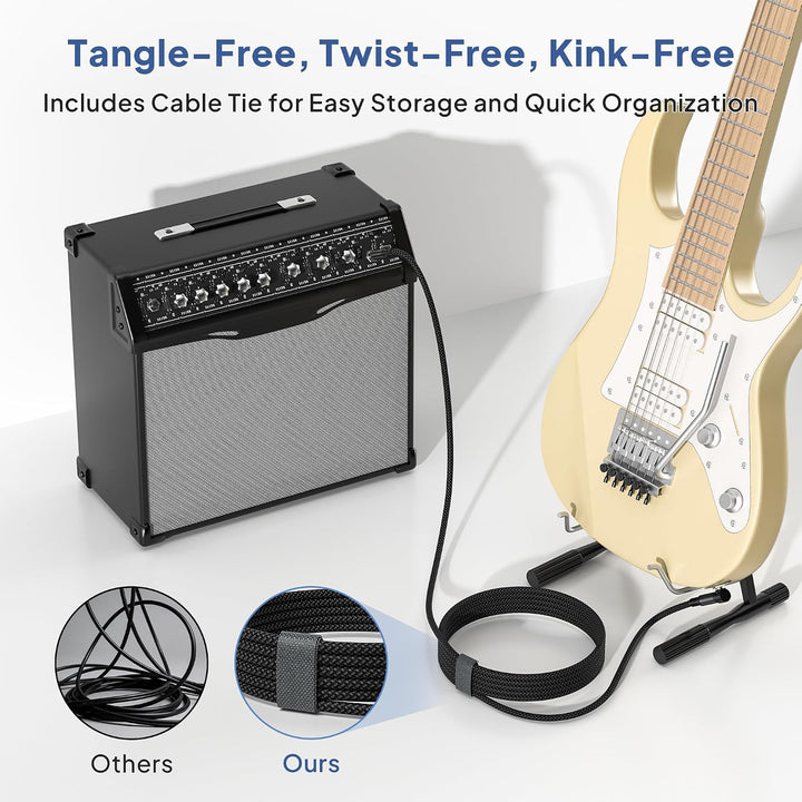 1/4 Inch TRS Instrument Cable 3.3FT 2Pack,Right-Angle to Straight 6.35mm Male Jack Stereo Audio Cord,6.35 Balanced Interconnect Line for Electric Guitar,Bass,Keyboard,Mixer,Amplifier - Just Closeouts Canada Inc.X004KDRRQJ