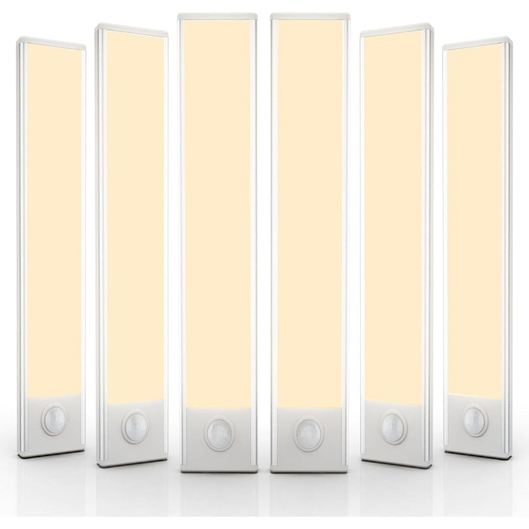 14 inch Under Cabinet Lighting, 58 LED Rechargeable Motion Sensor Light Indoor, Stick On Magnetic Closet Lights, Wireless Under Counter Lights for Kitchen, Stairs, Warm 6 Pack - Just Closeouts Canada Inc.