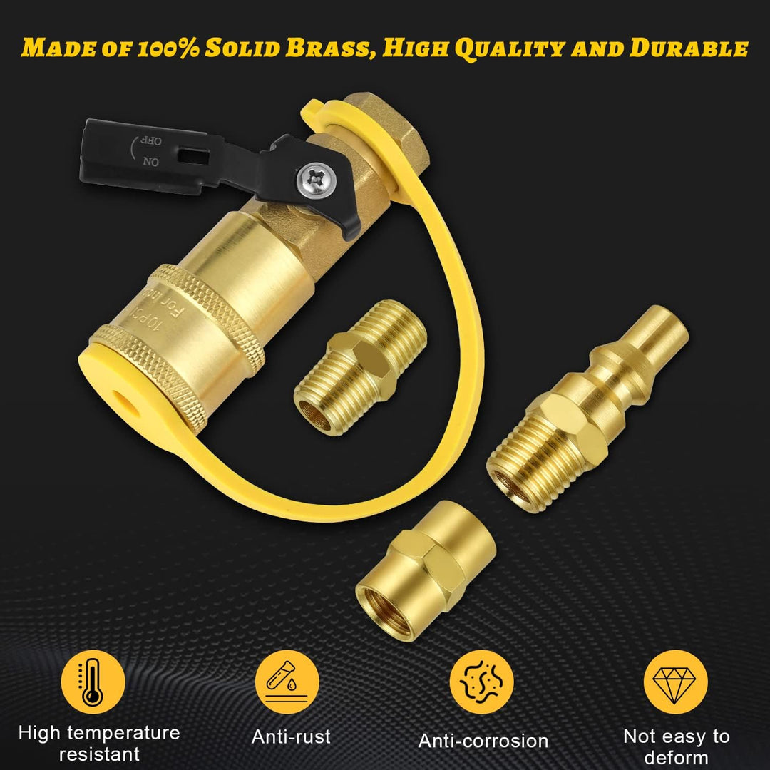 1/4" RV Quick Connect Propane Hose, Propane or Natural Gas Quick Connect or Disconnect Kit with Shut Off Valve and Full Flow Plug for Camping BBQ - Just Closeouts Canada Inc.