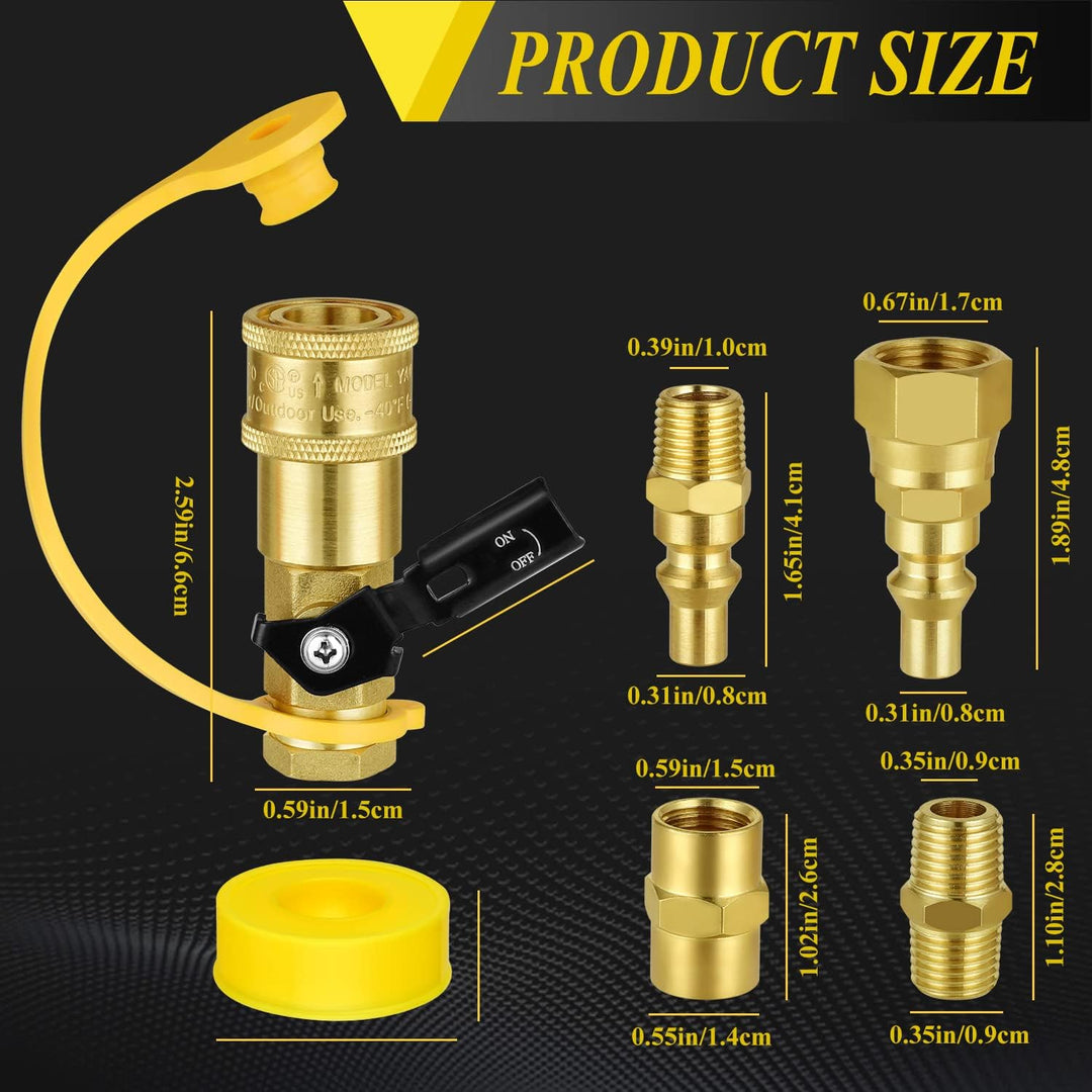 1/4" RV Quick Connect Propane Hose, Propane or Natural Gas Quick Connect or Disconnect Kit with Shut Off Valve and Full Flow Plug for Camping BBQ - Just Closeouts Canada Inc.