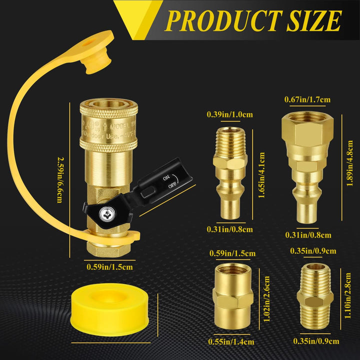 1/4" RV Quick Connect Propane Hose, Propane or Natural Gas Quick Connect or Disconnect Kit with Shut Off Valve and Full Flow Plug for Camping BBQ - Just Closeouts Canada Inc.