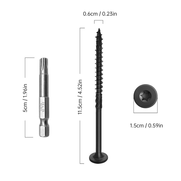 14 x 4 - 1/2 Inch,Deck Wood 300Pcs, Heavy - Duty Outdoor Wood Screws Assortment Fastener Kit,Rust Resistant epoxy Coated, T30 Star Bit (14 x 4 - 1/2") - Just Closeouts Canada Inc.