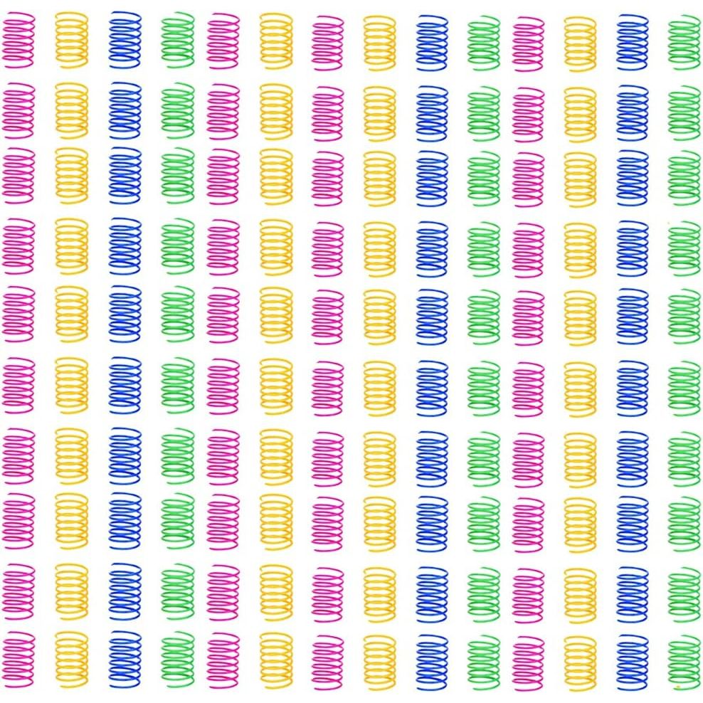140 colourful cat spring toys in four colours