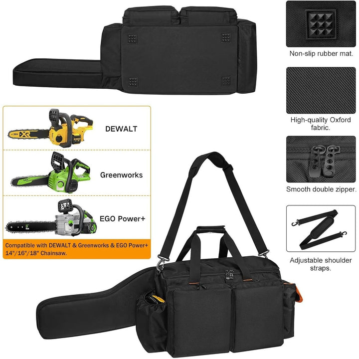 14"/16"/18" Chainsaw Case, Chainsaw Storage Bag Compatible with EGO+, Dewalt, Greenworks Cordless Power Chainsaws & Accessories, Black - Just Closeouts Canada Inc.X004BH4V9F