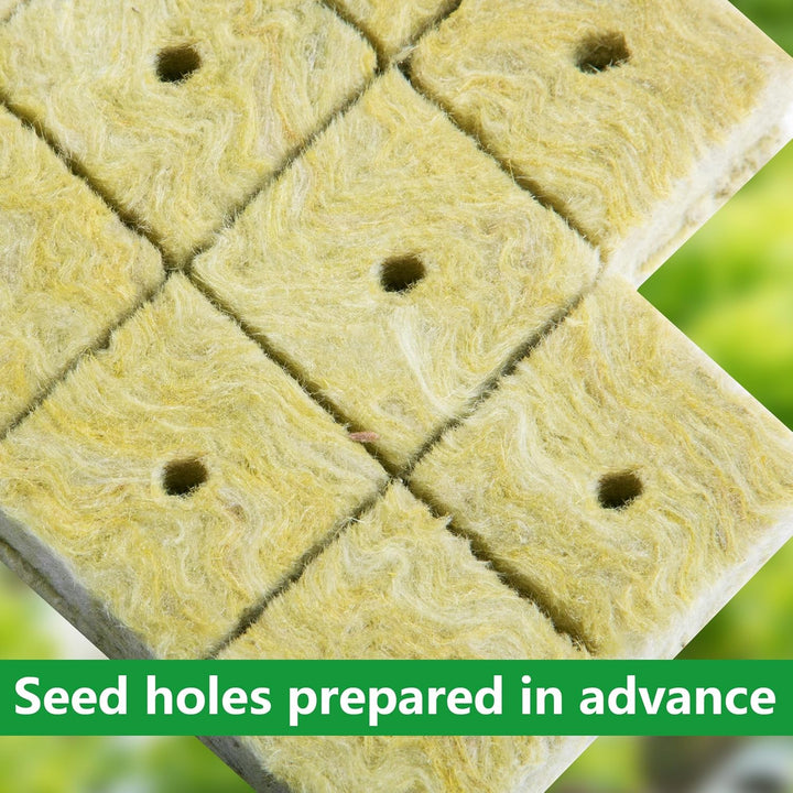 144Pcs Rockwool Grow Cubes - 1.5×1.2×1.2Inch Stonewool Starter Plugs for Rapid Plant Growth - Starter Cubes Plugs with Holes for Hydroponic, Seeds Germination and Soilless Growing - Just Closeouts Canada Inc.