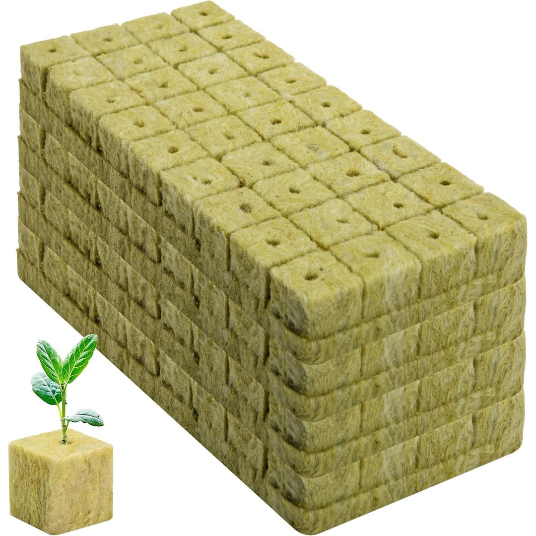 144Pcs Rockwool Grow Cubes - 1.5×1.2×1.2Inch Stonewool Starter Plugs for Rapid Plant Growth - Starter Cubes Plugs with Holes for Hydroponic, Seeds Germination and Soilless Growing - Just Closeouts Canada Inc.