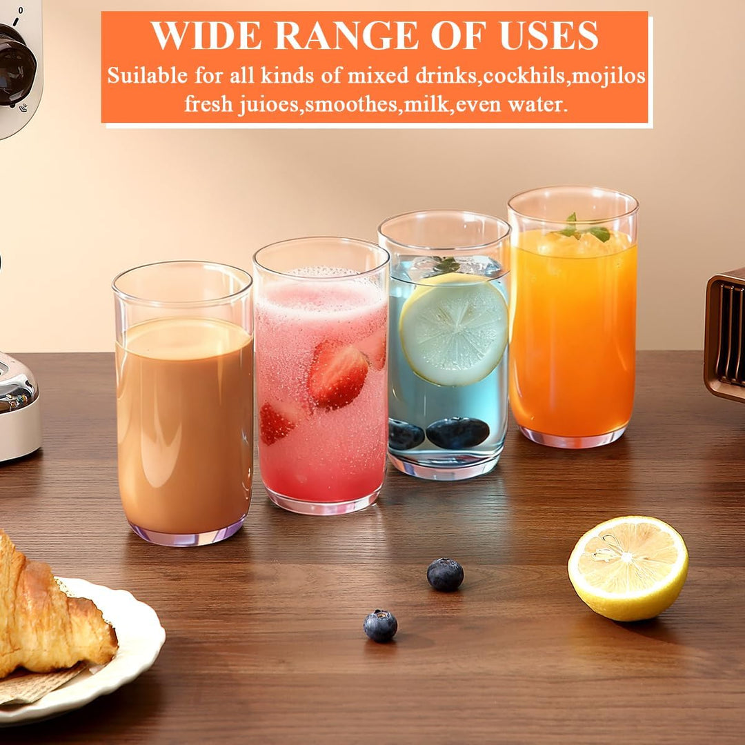 14oz Highball Glasses, 6pcs Drinking Glasses, PET Clear Plastic Water Glasses, Beer Glasses, Iced Coffee Glasses, Ideal for Cocktail, Whiskey, Soda, Tea, Water, Gift - Just Closeouts Canada Inc.